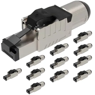 Produktbild von Netzwerkstecker Cat8 Cat8.1 RJ45 Stecker 12 Steckverbinder werkzeuglos geschirmt