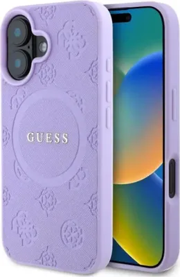 Image de Guess Saffiano Peony Classic Logo Magsafe Case For Iphone 16 - Violet