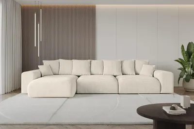 Produktbild von Ecksofa mit Schlaffunktion und Bettkasten ESKAR-L2 - 364x176x72 cm Beige - Corner Sofa Bett Eckcouch Couch L-Form Schlafcouch Ausziehbar Wohnlandschaft Schlafsofa Cauchsofa