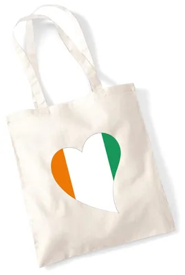 Produktbild von Huuraa Jutebeutel Elfenbeinküste Flagge Herz 10 Liter Natural Baumwolle Tasche Geschenkidee