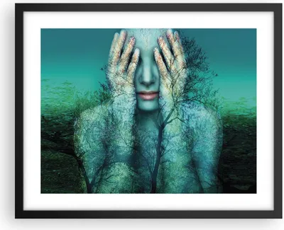 Produktbild von Gerahmtes Poster - Schwarzer Rahmen - Frau Natur Grafik - 50x40 cm - Wand Bild - Wanddeko - Wandbilder - Kunstposter - Wandposter - Bilderrahmen - Bilder - Kunstdruck - Wandbild - P2BAA50x40-4254