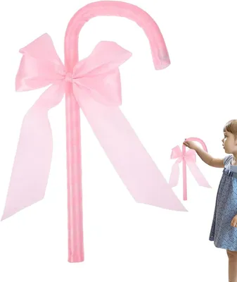 Productafbeelding van Cosplay Stok met Strik - Kostuum Accessoire - Feest Optreden - Lichtgewicht Ontwerp - 35 cm - Roze
