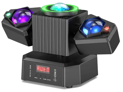 Produktbild von RGBW Moving-Head-Licht - Zweiarmige DMX-Bühnenbeleuchtung - 2er-Pack - 65 W - DMX512 - EU-Stecker - Für DJ und Bühne