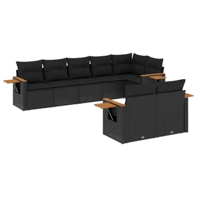 Produktbild von vidaXL 8-tlg. Garten-Sofagarnitur mit Kissen Schwarz Poly Rattan