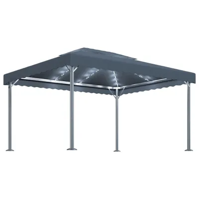 Produktbild von vidaXL Pavillon mit LED-Lichterkette 400x300 cm Anthrazit Aluminium