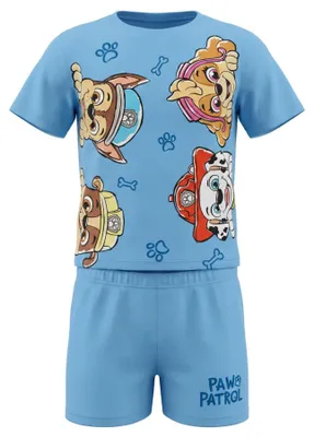 Produktbild von Paw Patrol Kinder Jungen kurzarm Schlafanzug Pyjama Shirt Shorts Gr. 98-128 - Blau, 128