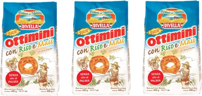 Produktbild von 3x Divella Ottimini con Riso e Mais Shortbread Kekse mit Reis und Mais 400g Biscuits Cookies italienische Kekse