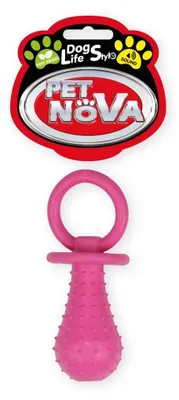 Immagine prodotto di Giocattolo per cani "Ciuccio rosa" da 14 cm con campanellino Pet Nova all'aroma di menta