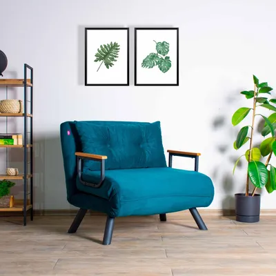 Produktbild von Hanah Home, Sando Single - Petrol Green, Schlafsofas, 1-Sitzer-Schlafsofa, Petrolgrün, Polyester, 67 x 78 x 78 x  cm