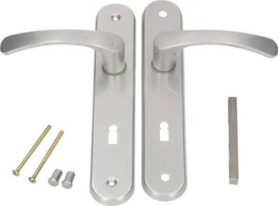 Produktbild von KOTARBAU® Klamka drzwiowa 90mm lewa prawa kolorowy zamek srebrny Okucie drzwiowe Zestaw drzwiowy Klamka drzwiowa Zestaw klamek do drzwi pokojowych Długa szyld aluminiowy