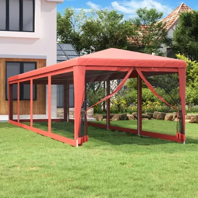 Produktbild von Möbel Partyzelt mit 10 Mesh-Seitenwänden Rot 3x12 m HDPE - Pavillons & Partyzelte 319250