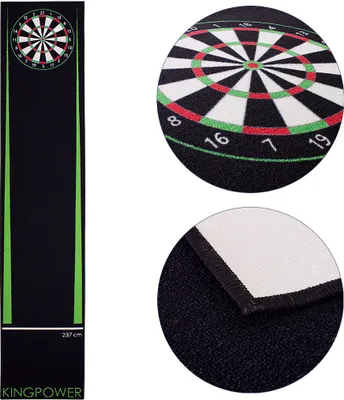 Produktbild von Dart Teppich Grün Target Oche Matte Steeldart Dartpfeile Dartboard Zubehör Dartteppich Darts Abwurflinie Schutz Gummi Boden Dartscheibe 290 x 60 cm Kingpower
