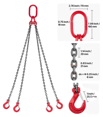 Imagen del producto de Grúa de cadena, acero de aleación G80, longitud ajustable, 1,5 metros