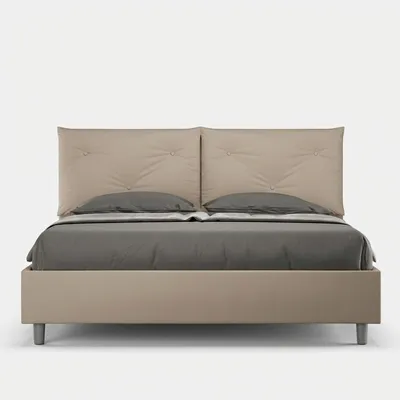 Produktbild von ITYHOME - Gepolstertes Bett mit Lattenrost 160x200 mit Kunstlederbezug Taubengrau Appia