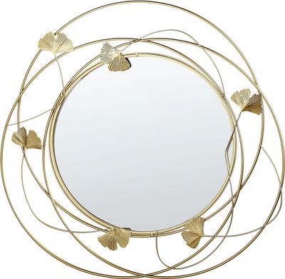 BELIANI Nástenné zrkadlo zlatá železo sklo ⌀ 47 cm okrúhly tvar dekoratívny rám ginko moderný glamour štýl doplnky