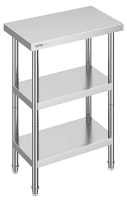 Productafbeelding van RVS Werktafel 35x61x86 cm met 2 Verstelbare Planken
