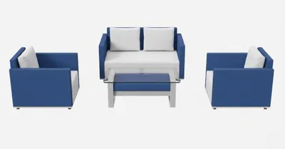 Produktbild von Blauer Sessel Wasserabweisender Stoff Aluminiumrahmen Modernes Design