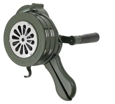 Produktbild von Handbetriebene Sirene - Manuelle Kurbel-Alarmsirene - 110 dB - Metall - Tragbarer Handalarm - Luftschutzsirene