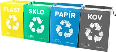 Produktbild von Tašky na tříděný odpad SORT EASY 4 METAL, 30x30x40cm, 4x36l, 4ks