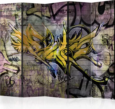 Produktbild von 5-teiliger Doppelseitiger Vlies Paravent - Stunning graffiti II 225x172 cm Street art i-C-0163-z-c
