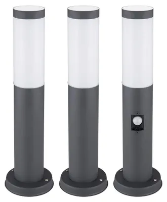 Produktbild von 3er Set Sockelleuchte, Edelstahl anthrazit, Bewegungsmelder