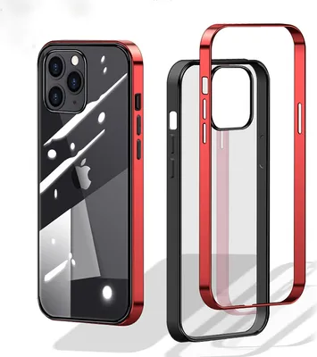 Produktbild von Hülle für Apple iPhone 12 Pro Max - Electroplating Handyhülle Schutzhülle Hartschalen Transparent Case - Rot