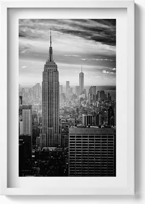 Produktbild von New Yorker Gebäude– Wandbild mit Rahmen – Gerahmtes Bild  – Wanddekoration – 40x60 cm – Weiß