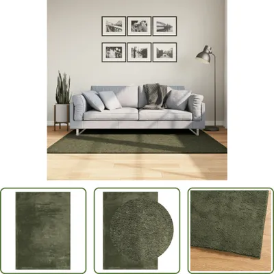 Zdjęcie produktu dla The Living Store Dywan HUARTE z krótkim włosiem, miękki i zmywalny, zielony leśny 120x170 cm