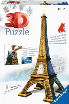 Produktbild von 3D Puzzle Eiffelturm Ravensburger, 216 Teile, Architektur Denkmal, Easyclick Technologie, Ohne Kleber