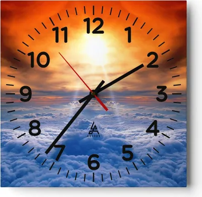 Produktbild von Wanduhr - Quadrat - Glasuhr - Himmel Wolken Sonnenstrahlen - 40x40cm - Schleichendes Uhrwerk - Lautlos - zum Aufhängen bereit - Dekoration Modern - Wanddekoration aus Glas - C4AC40x40-0343
