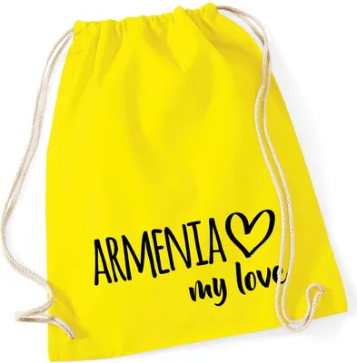 Produktbild von Huuraa Turnbeutel Armenia my love 12 Liter Yellow Baumwolle Rucksack Geschenkidee
