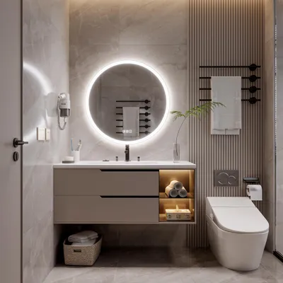 Runder LED-Badspiegel 90x90 cm, Touchschalter, dimmbar, Anti-Beschlag