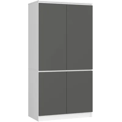Produktbild von Akord 4-Türiger Kleiderschrank Weiß/Graphitgrau 90X51X180 Cm