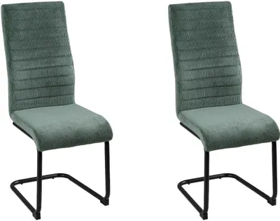 Produktbild von Schwingstühle - Dunkelgrün - Schwarz - Cordbezug - Metall - 2er Set