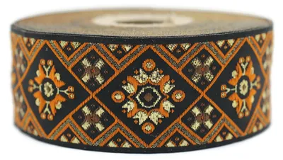 Productafbeelding van Jacquard Lint - Oosterse Glans - Oranje en Goud - 10m x 35mm