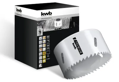 Zdjęcie produktu dla kwb 598079, Pojedyńczy, Wiertarka, Aluminium, Miedź, Płyta gipsowa, Plastik, Stal, Drewno, Biały, Bimetaliczny, Stal szybkotnąca (HHS), Stop kobaltu stali szybkotnącej (HSS-Co)