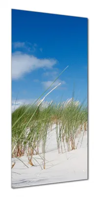 Produktbild von Wallario selbstklebende Duschrückwand 70 x 190 cm mit Motiv Düne am Strand unter blauem Himmel - Wandverkleidung mit Hochglanzlaminat in Glasoptik