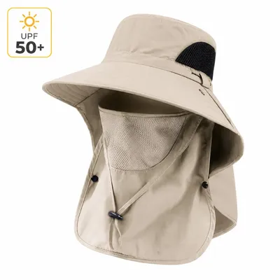 Produktbild von Sonnenhut, UPF 50+ UV Schutz Hut,mit Nackenschutz & Gesichtsschutz, abnehmbare Maske, Verstellbar camping hat, atmungsaktiv, für Angeln Wandern Garten