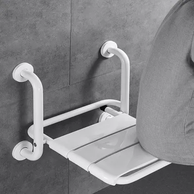 Image de SolidKeus - Siège de douche pliable avec accoudoirs, à fixer au mur