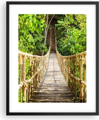 Produktbild von Gerahmtes Poster - Schwarzer Rahmen - Brücke Seil Dschungel - 40x50 cm - Wand Bild - Wanddeko - Wandbilder - Kunstposter - Wandposter - Bilderrahmen - Bilder - Kunstdruck - Wandbild - P2BPA40x50-4319