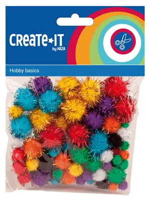 Produktbild von Create Itbastelset - Pompons Glitter 78 Stück