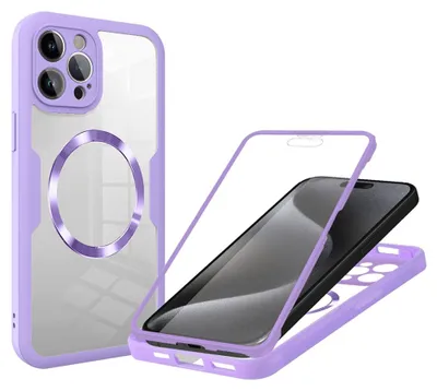 Produktbild von Techsuit ColorVerse 360 Hülle mit Schutzfolie und MagSafe für Apple iPhone 15 Pro - Lila
