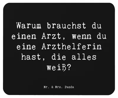 Produktbild von Mr. & Mrs. Panda Mouse Pad Spruch Kluge Arzthelferin - Schwarz - Geschenk, Arzt, Mauspad, medizinisches Wissen, Berufsprodukte, Berufsgestaltung, Fürsorge, Praxisheldin