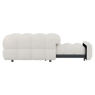Produktbild von Merax 2-in-1 Fußhocker Schlafsofa Tagesbett aus Teddy-Stoff, Gästebett mit Schaumstoffpolsterung, Polsterbett klappbar, 183x76x42 cm, Beige