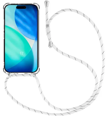 Image de Coque pour iPhone 17, Silicone Anti-Rayures Antichoc Transparente avec Cordon Blanc