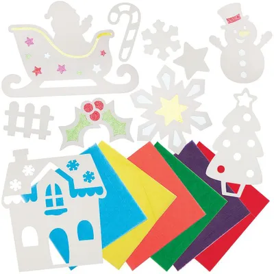 Fensterdeko-Set, 30 Motive, Weihnachten, Bastelset mit Schablonen