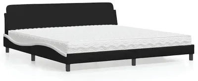 Produktbild von vidaXL Bett mit Matratze "Dover" Schwarz und Weiß 200x200 cm Kunstleder