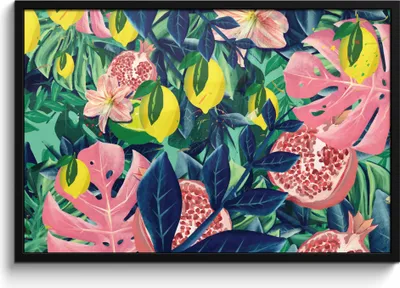 Produktbild von MuchoWow® MuchoWow® Gerahmtes Poster Blumen - Früchte - Farben 90x60 cm - Poster mit zchwarzem Bilderrahmen - Fotorahmen - Foto-Plakat