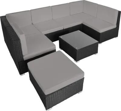 Produktbild von tectake® Rattan Lounge Venedig für 6 bis 7 Personen widerstandsfähig