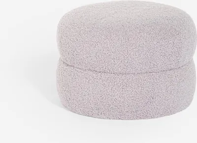 Image de Tabouret bas pour le salon en tissu Teddybouclé Raion - Gris